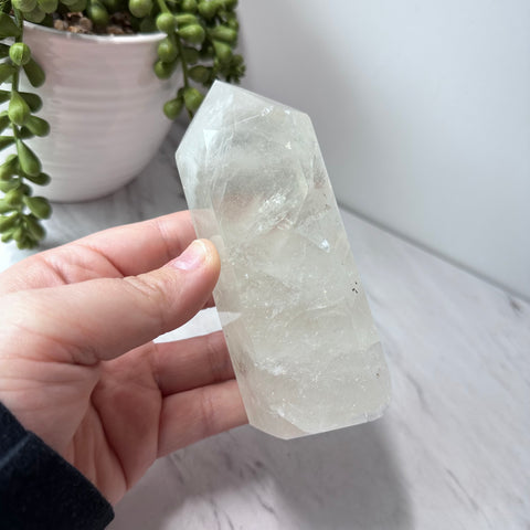 clear quartz crystal stone tower