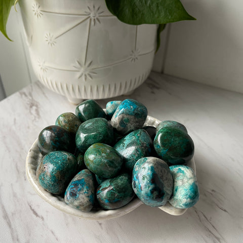 chrysocolla tumble pocket worry stone crystal