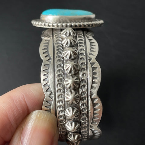 Ocean Kingman Turquoise Sterling Silver Cuff Bracelet By Wydell Billie