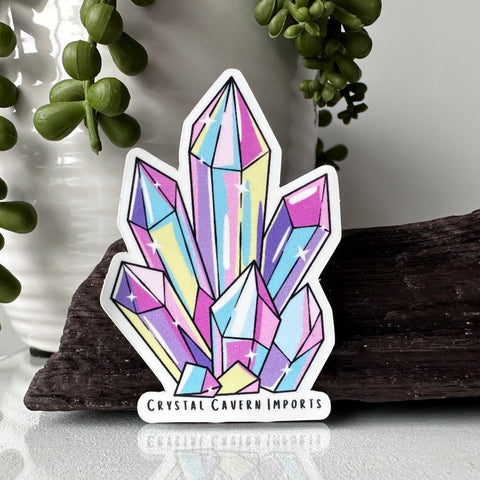 multicolor pastel crystal cluster vinyl waterproof sticker