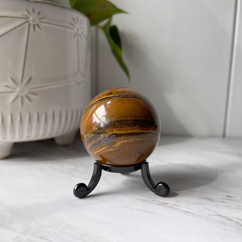 Tiger Eye Sphere on Cute Stand