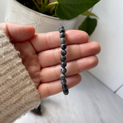 Pulsera de energía con piedras preciosas de larvikita - 6 mm