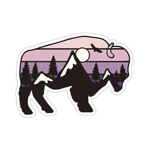 bison landscape mountain waterproof vinyl sticker cabana