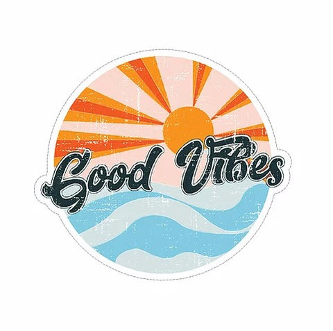 good vibes sunset waterproof vinyl sticker cabana