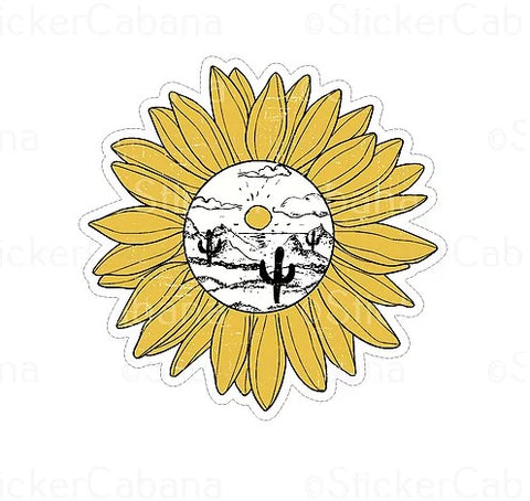 desert cactus sunflower waterproof sticker cabana