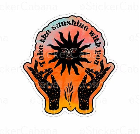 take the sunshine with you tie dye waterproof vinyl sticker cabana