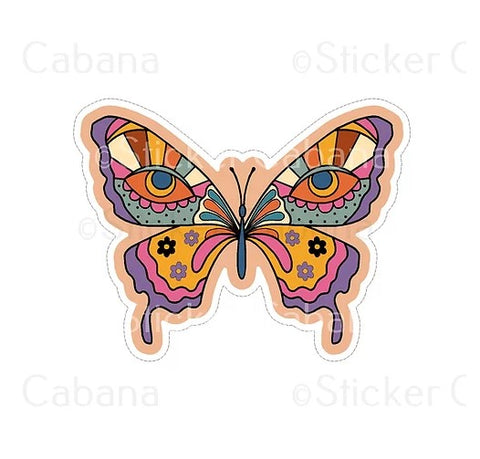 funky 70s retro butterfly waterproof vinyl sticker cabana