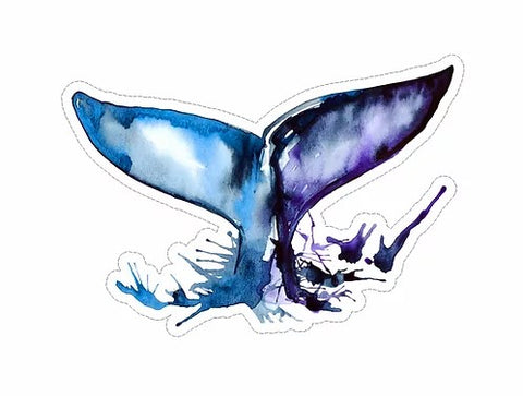 watercolor whale tail vinyl waterproof sticker